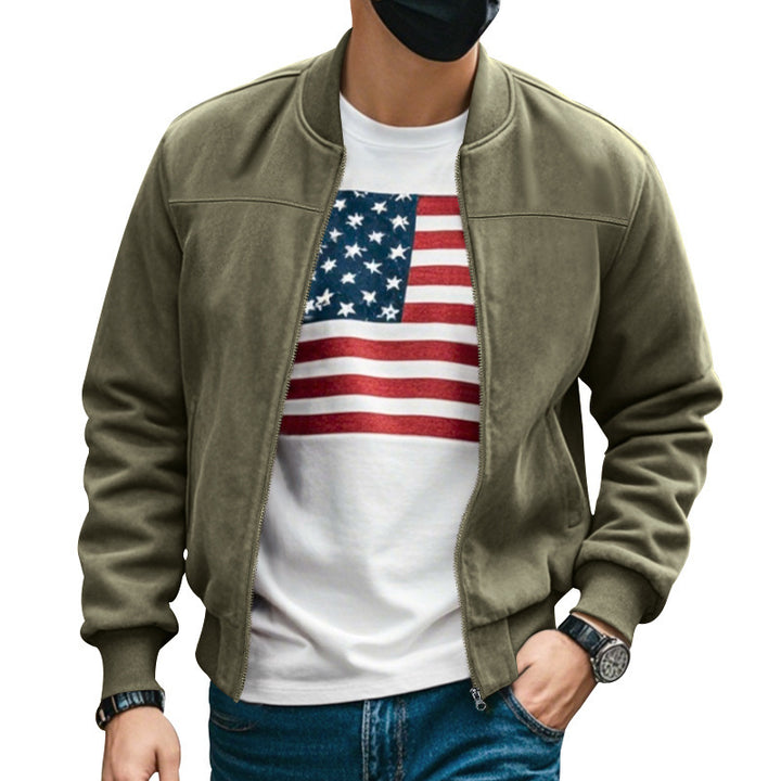 Men's casual bomber jacket with breathable lining and side zip pockets Lisslune
