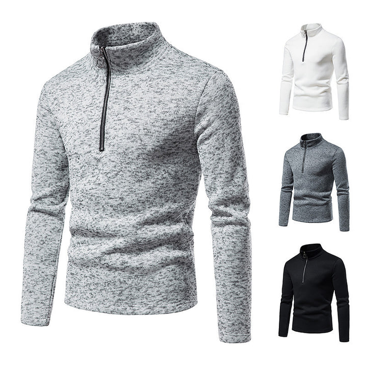 Men's sporty sweater with modern stand-up collar and practical zipper details Lisslune