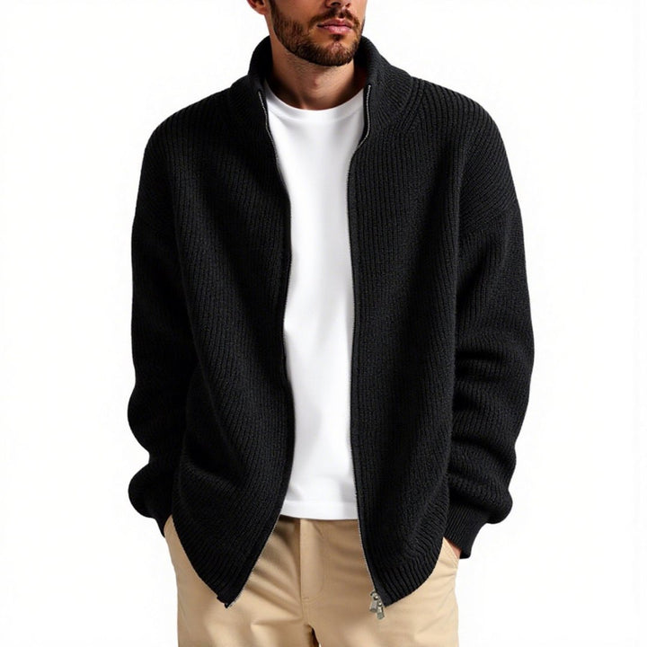 Men's cardigan with high collar and practical zipper Lisslune
