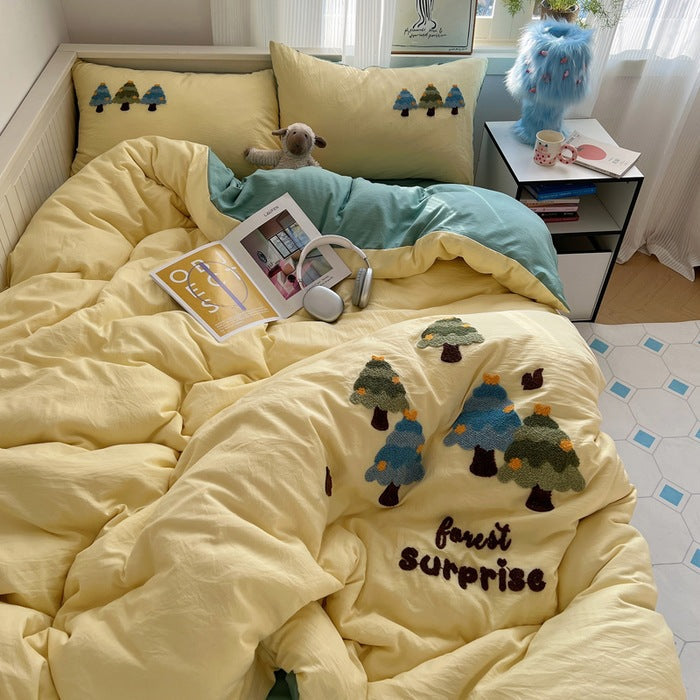 Rynx | New Style Fresh Towel Embroidery Set Skin-friendly Washed Cotton Cute Cartoon Four-piece Set Girl Heart Kit