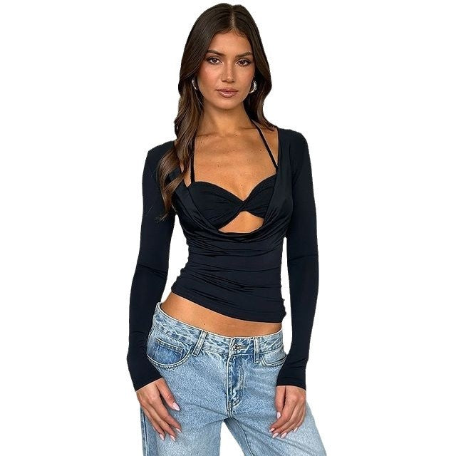 Damen figurbetontes Oberteil mit Raffungen und schulterfreiem Design Lisslune