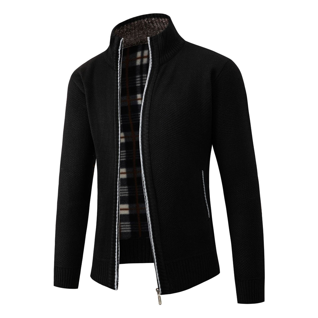 Men's cardigan with modern standing collar and classic inner lining Lisslune