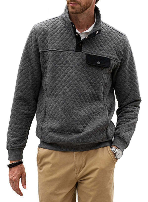 Men's quilted pullover with modern collar and practical chest pocket Lisslune