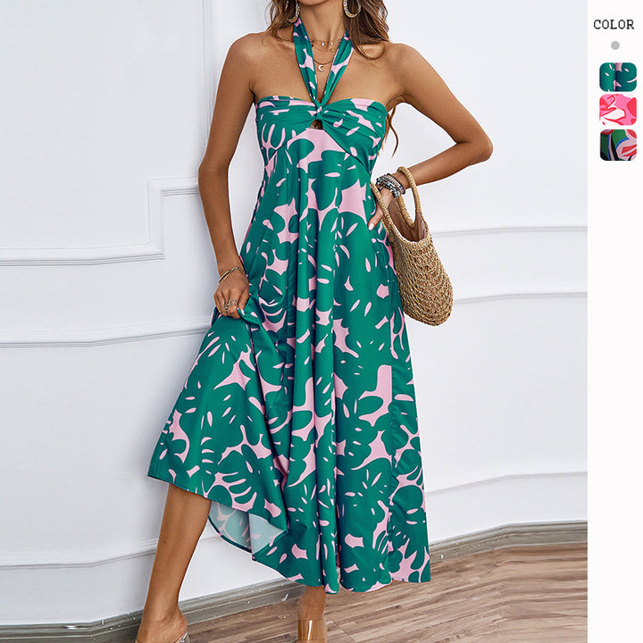 Women's maxi bustier dress with floral accents and elastic top Lisslune