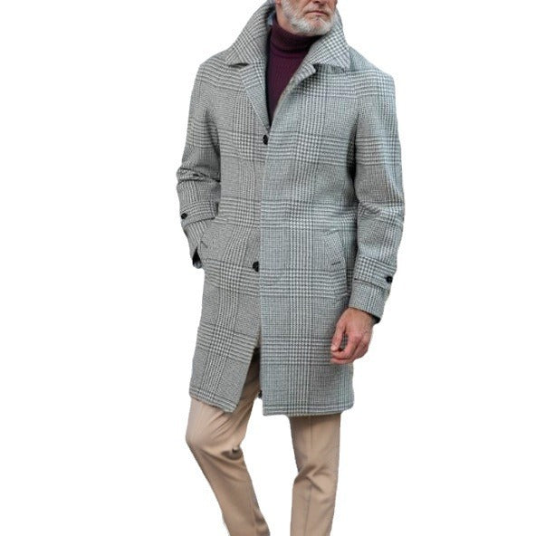 Men's elegant trench coat with modern check pattern and waist belt Lisslune