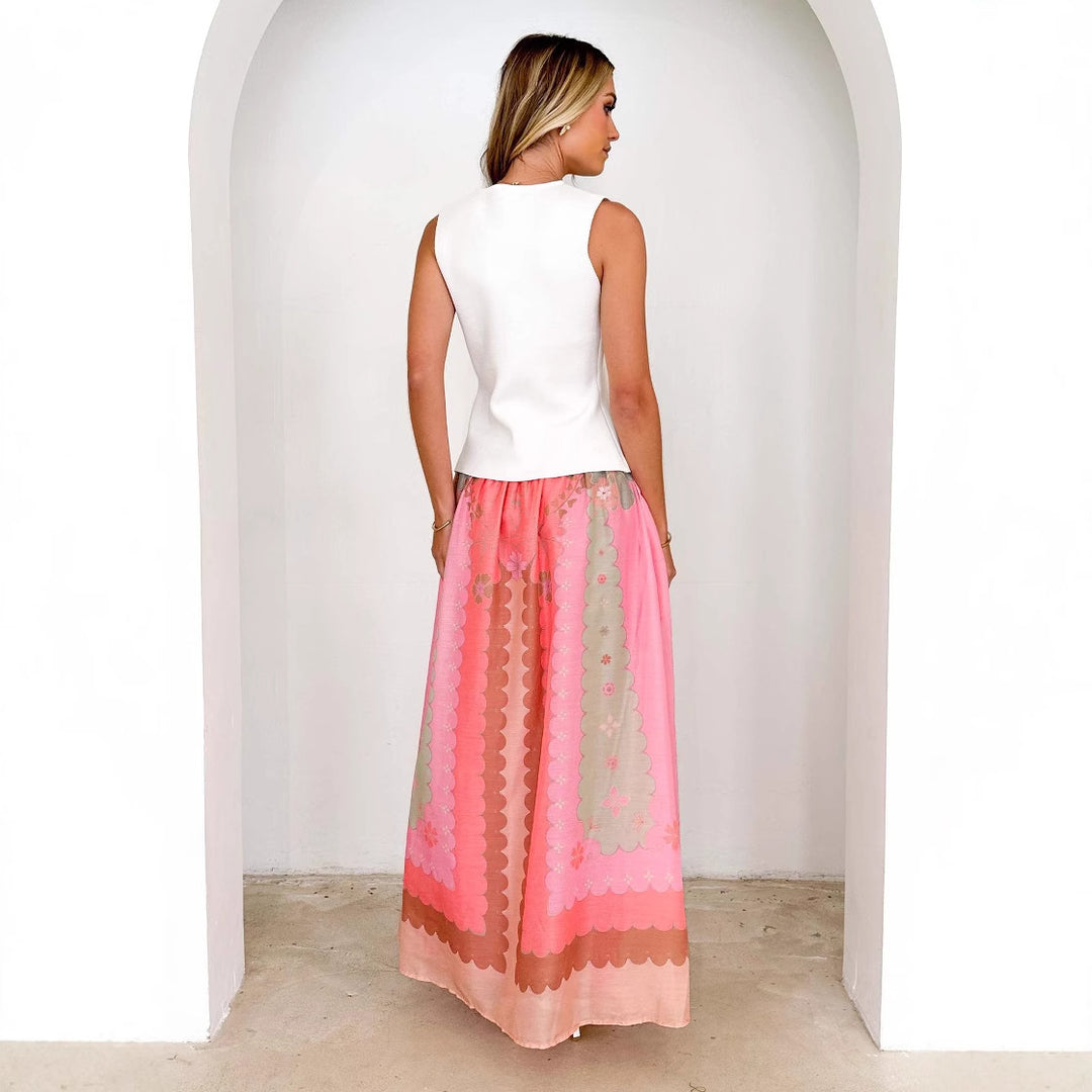 Ladies maxi skirt with playful embroidery and elastic waistband Lisslune