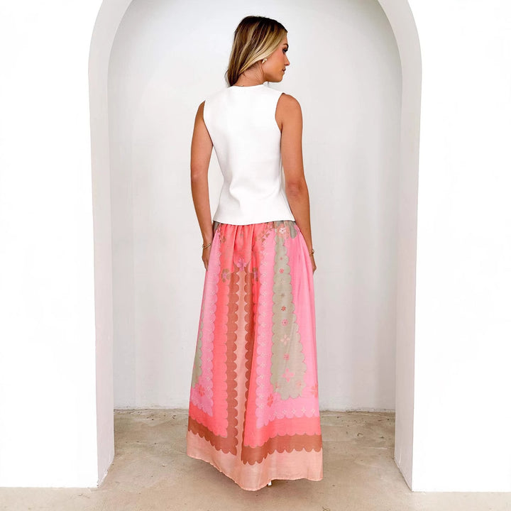Ladies maxi skirt with playful embroidery and elastic waistband Lisslune
