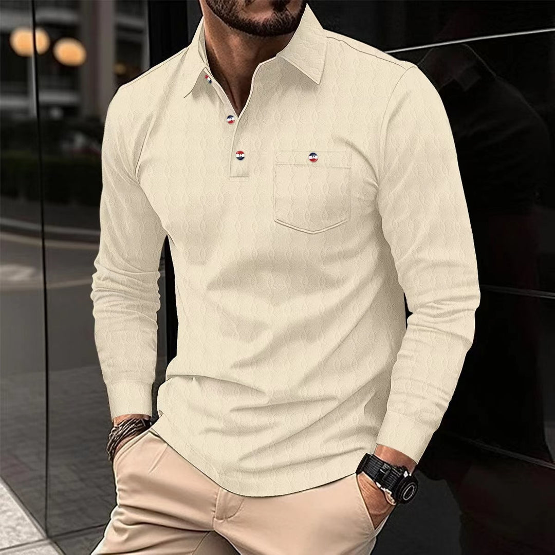 Men's long-sleeve shirt with textured design and stylish accents Lisslune