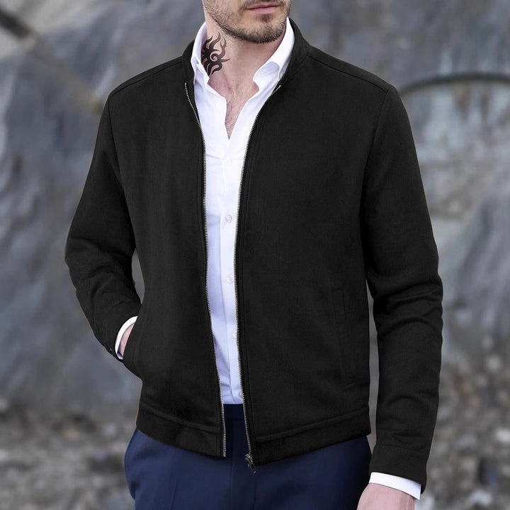 Men's casual fleece jacket with high collar and zipper Lisslune