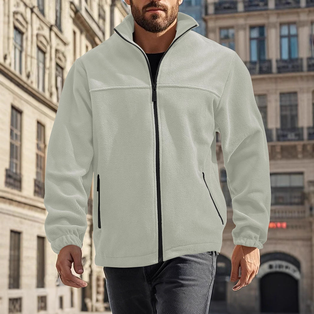 Men's fleece jacket with practical pockets and stand-up collar Lisslune