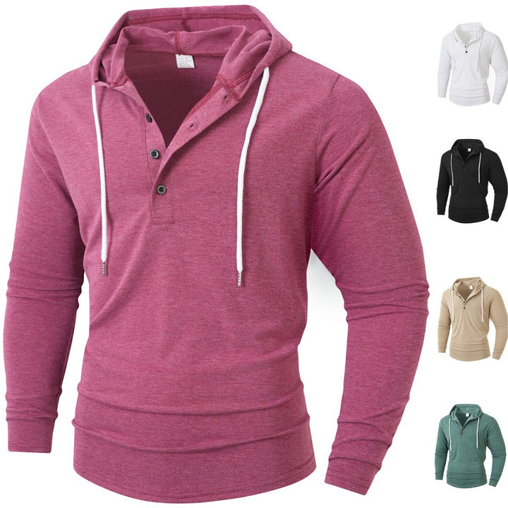 Men's hoodie with buttonable collar and drawstring Lisslune