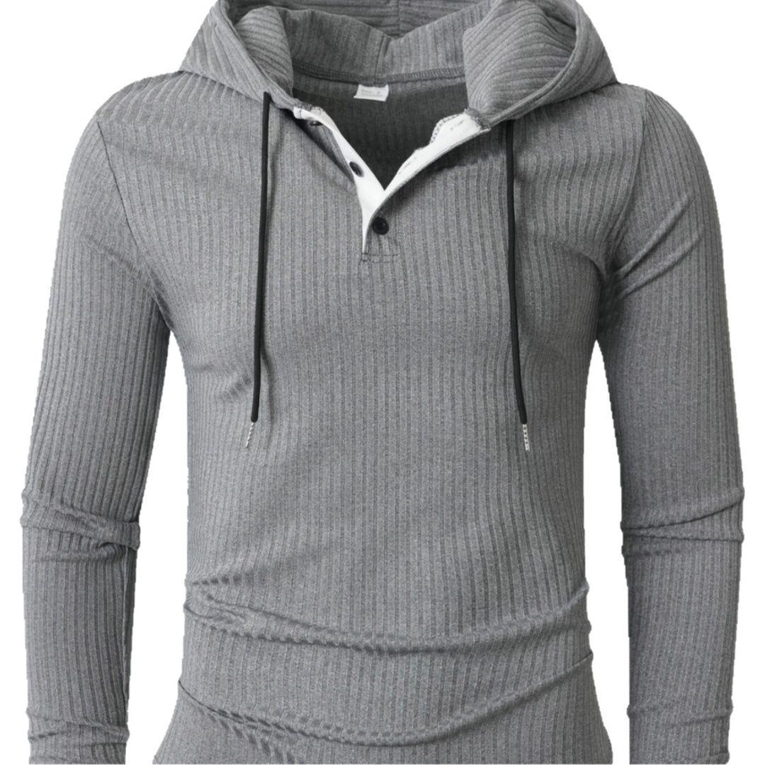 Men's Athletic Long Sleeve Hoodie with Textured Surface Lisslune