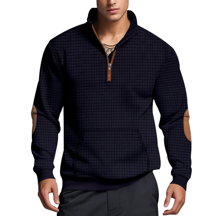 Men's structured fleece pullover with stylish stand-up collar Lisslune