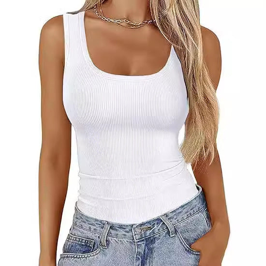 Damen Körperbetontes Oberteil mit breiten Trägern und geripptem Design Lisslune