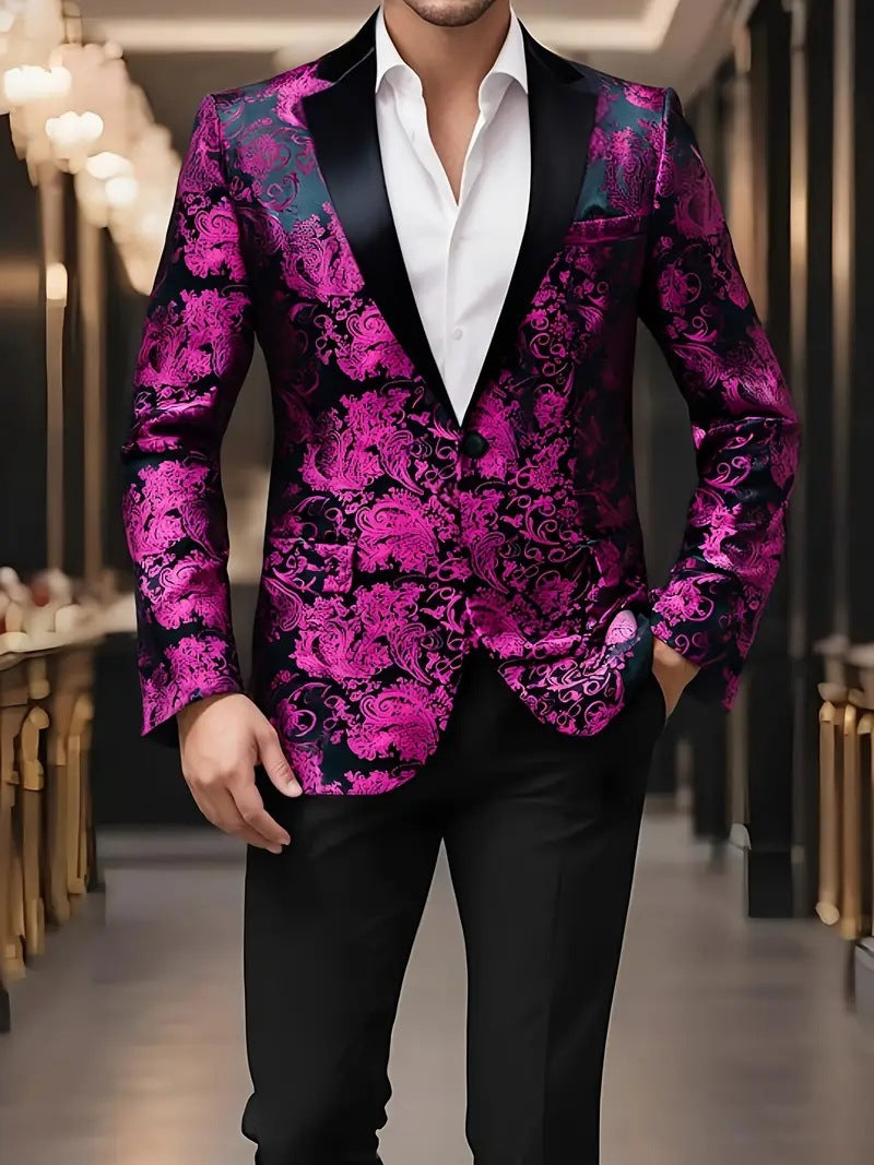 Men's extravagant sequin blazer with floral design Lisslune