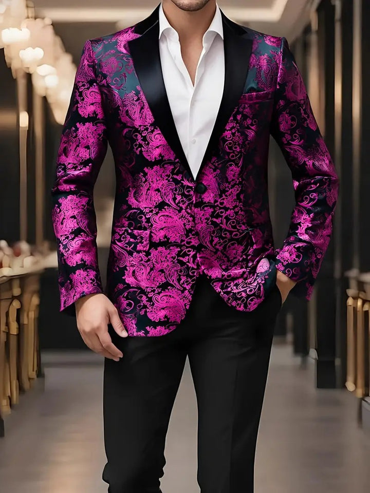 Men's extravagant sequin blazer with floral design Lisslune