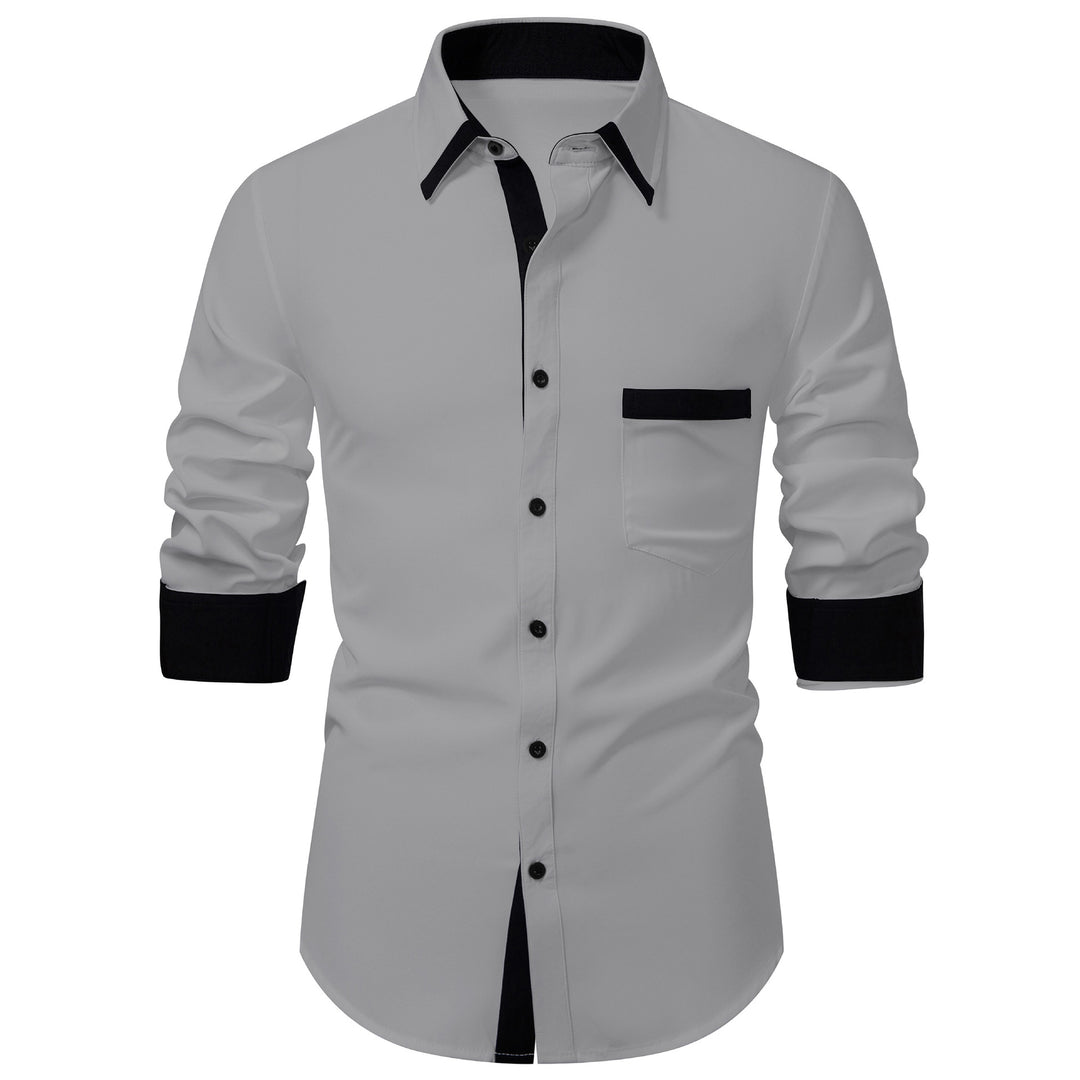 Men's long sleeve shirt with elegant contrasting collar decoration Lisslune