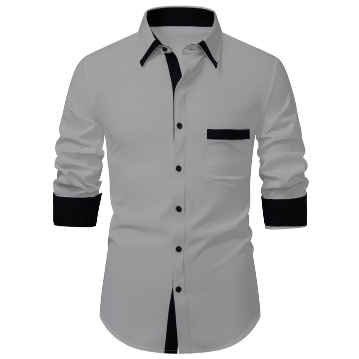 Men's long sleeve shirt with elegant contrasting collar decoration Lisslune
