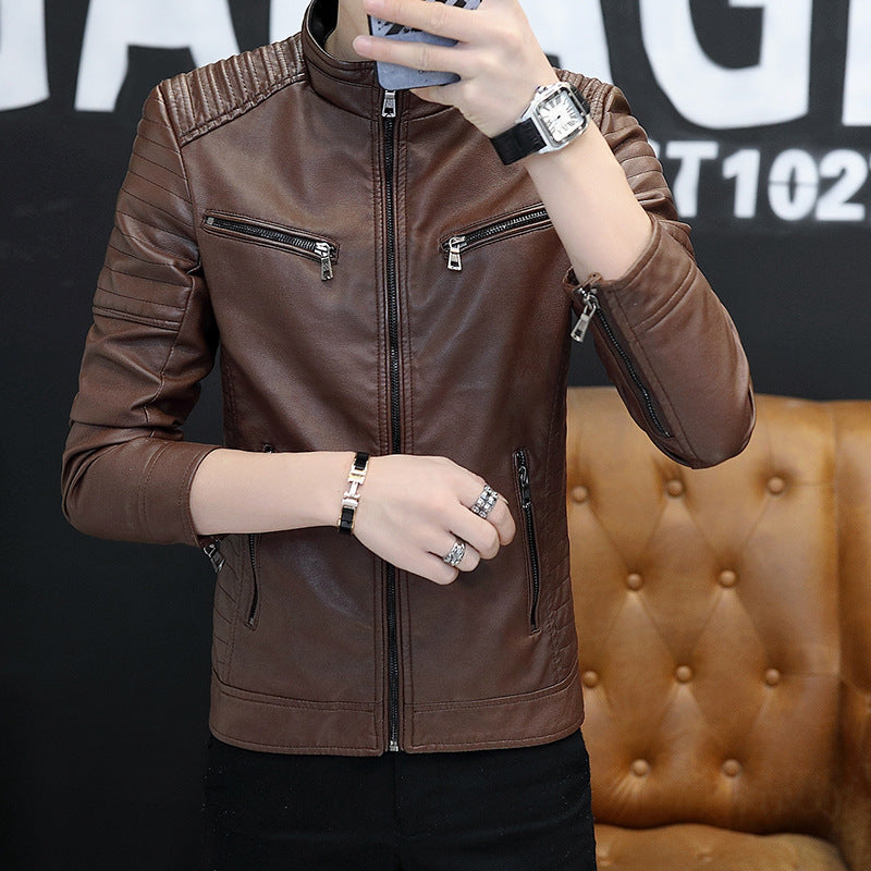 Men's synthetic leather jacket in modern biker style Lisslune