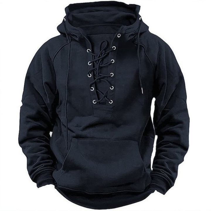 Men's hooded sweatshirt with innovative lacing design Lisslune