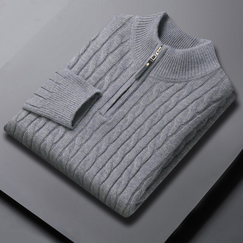 Men's High-Quality Sweater with Textured Zipper Lisslune