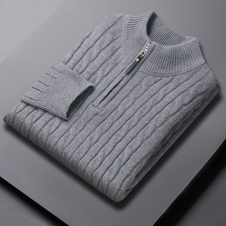 Men's High-Quality Sweater with Textured Zipper Lisslune
