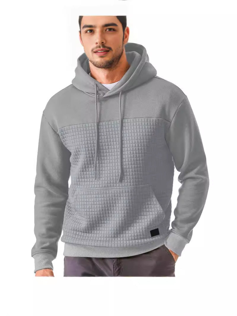 Men's Hoodie with Geometric Texture Design Lisslune
