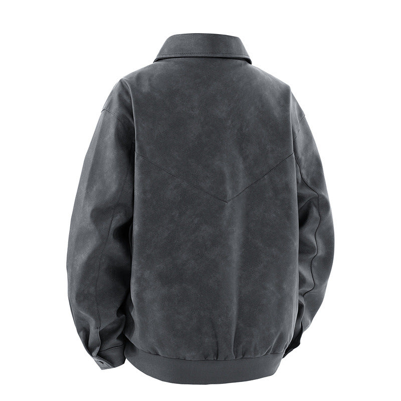 Men's high-quality synthetic leather jacket with modern cut and practical zip pockets Lisslune