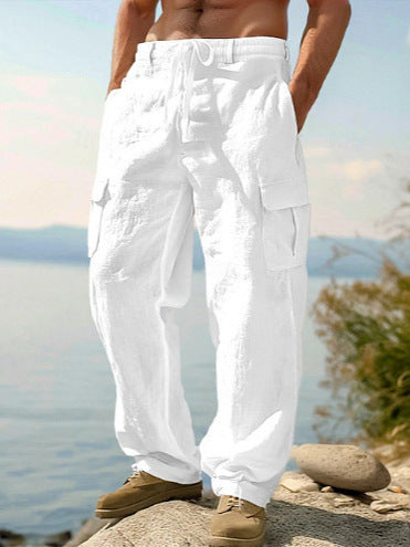 Men's cargo pants with elastic waistband and practical side pockets Lisslune