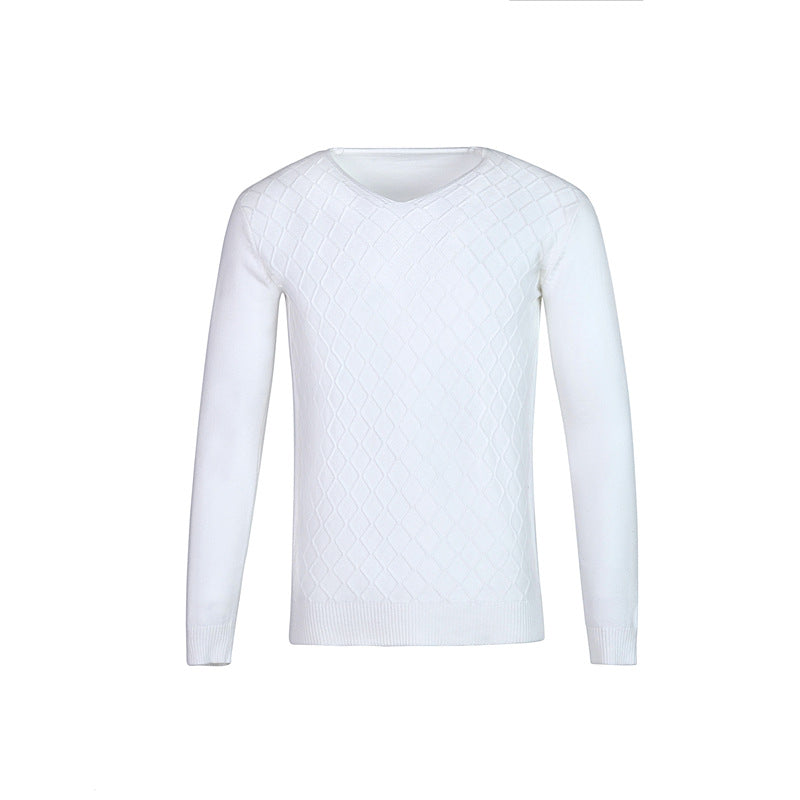 Men's V-neck sweater with textured pattern Lisslune