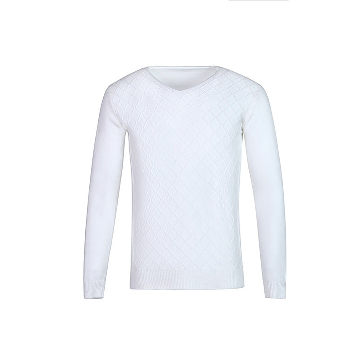 Men's V-neck sweater with textured pattern Lisslune