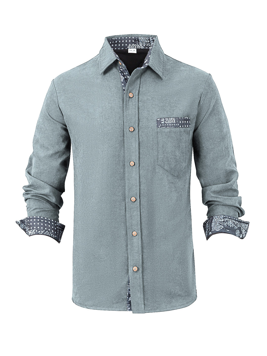 Men's long sleeve shirt with textured material and fashionable collar Lisslune