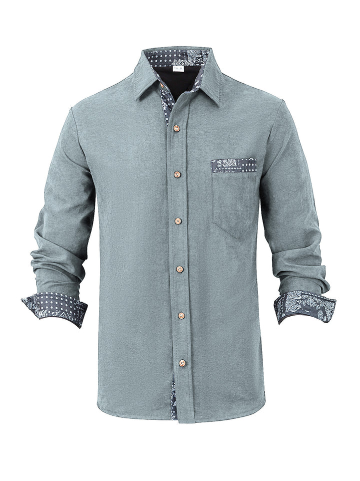Men's long sleeve shirt with textured material and fashionable collar Lisslune