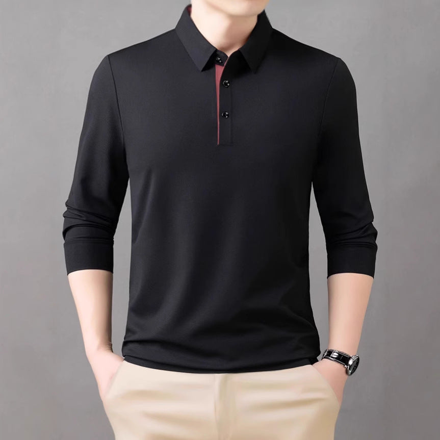 Men's comfortable long-sleeve polo shirt with elegant collar Lisslune