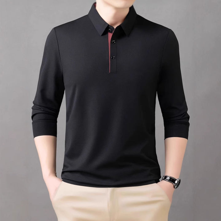 Men's comfortable long-sleeve polo shirt with elegant collar Lisslune