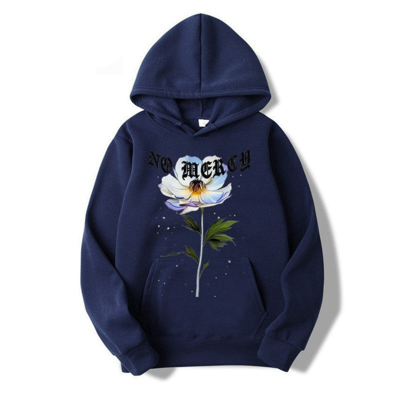 Women's hoodie with floral print and prominent lettering Lisslune