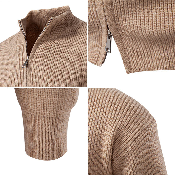 Men's cardigan with stand-up collar and zipper Lisslune