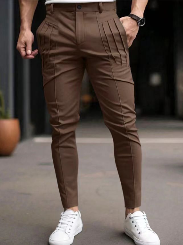 Men's fashionable suit trousers with side pleats and slim fit Lisslune