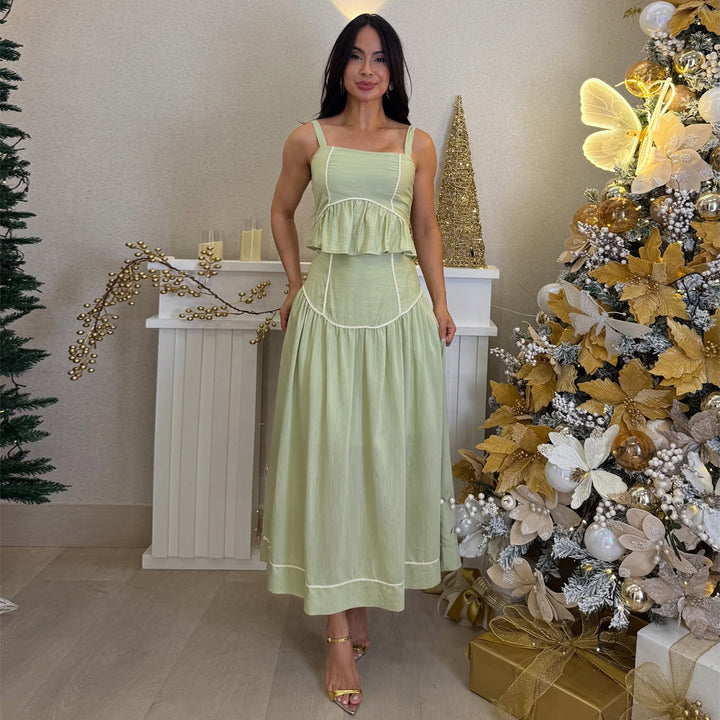 Ladies Two-Piece Set with Airy Ruffle