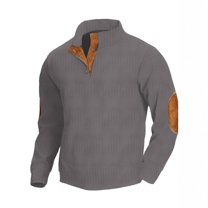 Men's fashionable sweater with textured design and leather details Lisslune