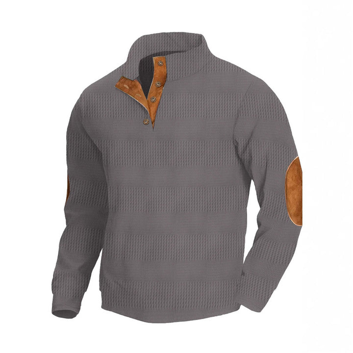 Men's fashionable sweater with textured design and leather details Lisslune