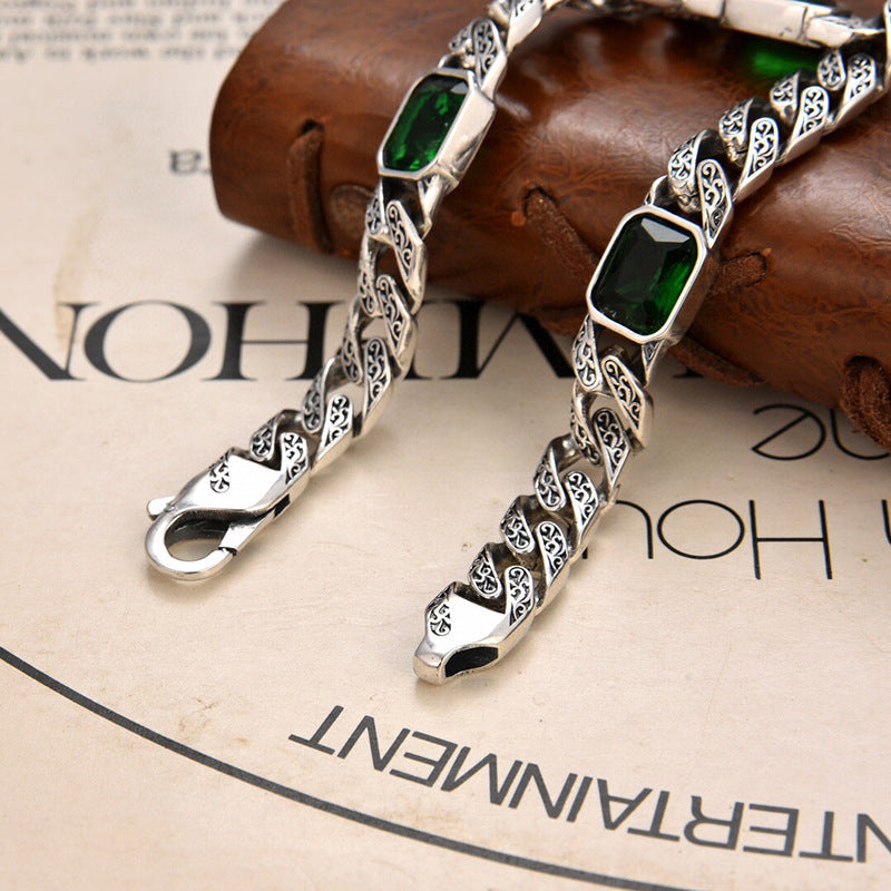 Lisslune | Totem Design Diamond Pattern Bracelet – Unisex Copper Chain with 9mm Width