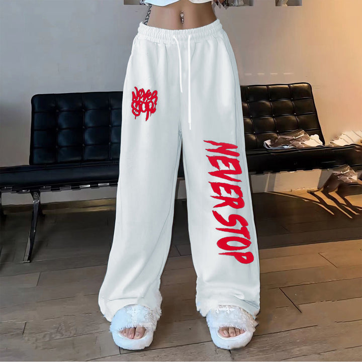 Women's casual pants in a relaxed oversized style with eye-catching graphic print Lisslune