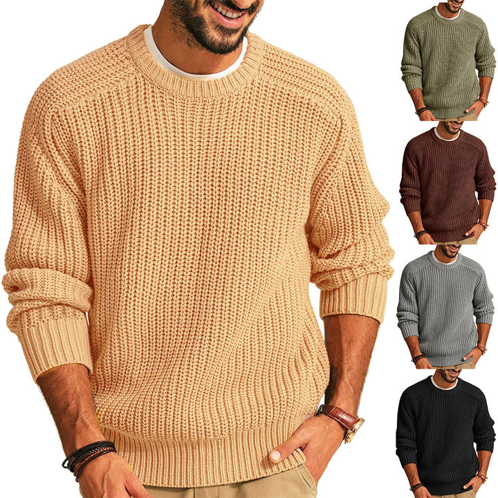 Men's chunky knit pullover with crew neckline and casual cut Lisslune