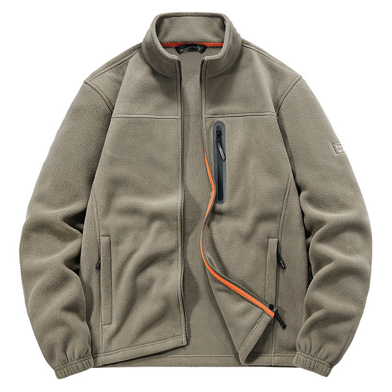 Men's Fleece Jacket with High Collar and Practical Zip Pockets Lisslune