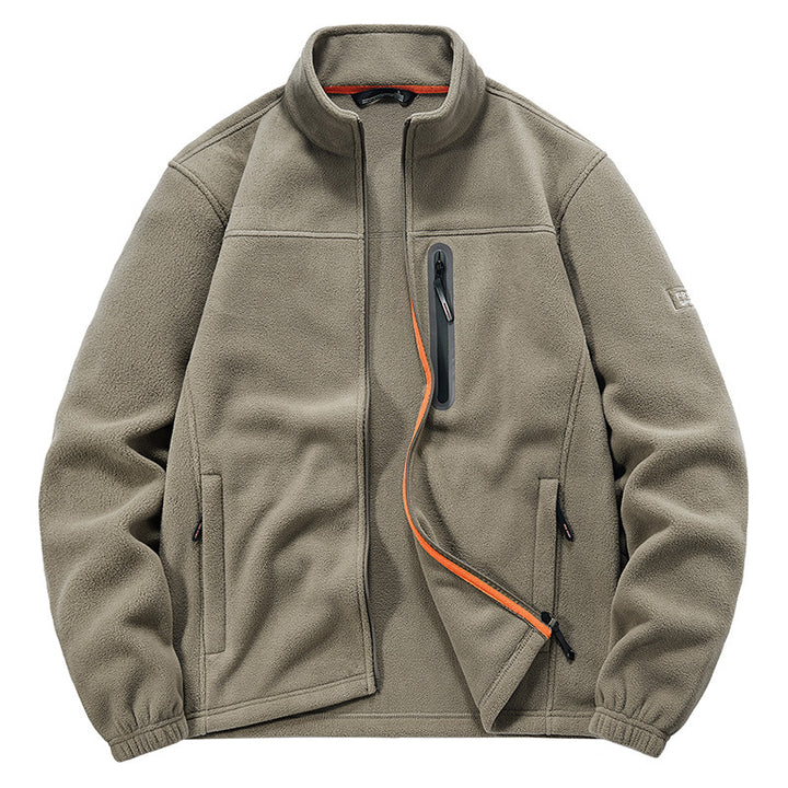 Men's Fleece Jacket with High Collar and Practical Zip Pockets Lisslune
