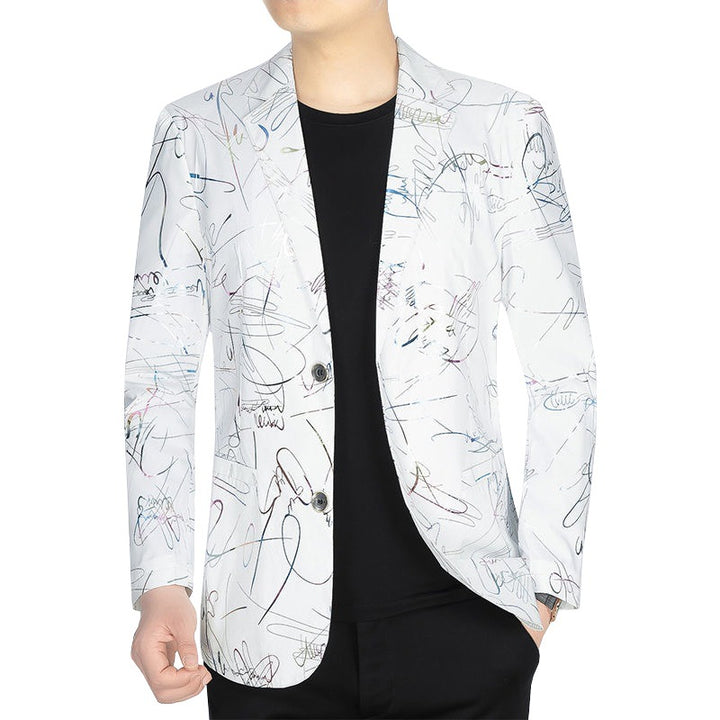 Men's Creative Blazer Jacket with Abstract Design Lisslune