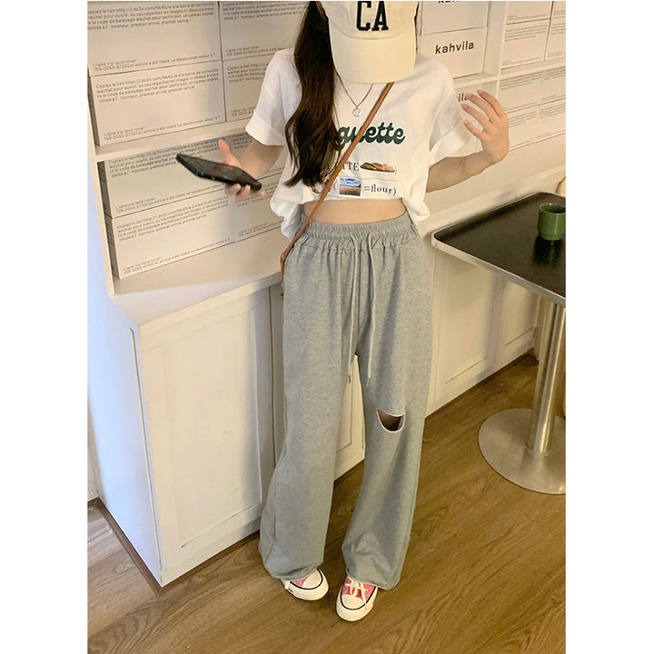 Women's comfortable leisure pants with fashionable cut-out details Lisslune