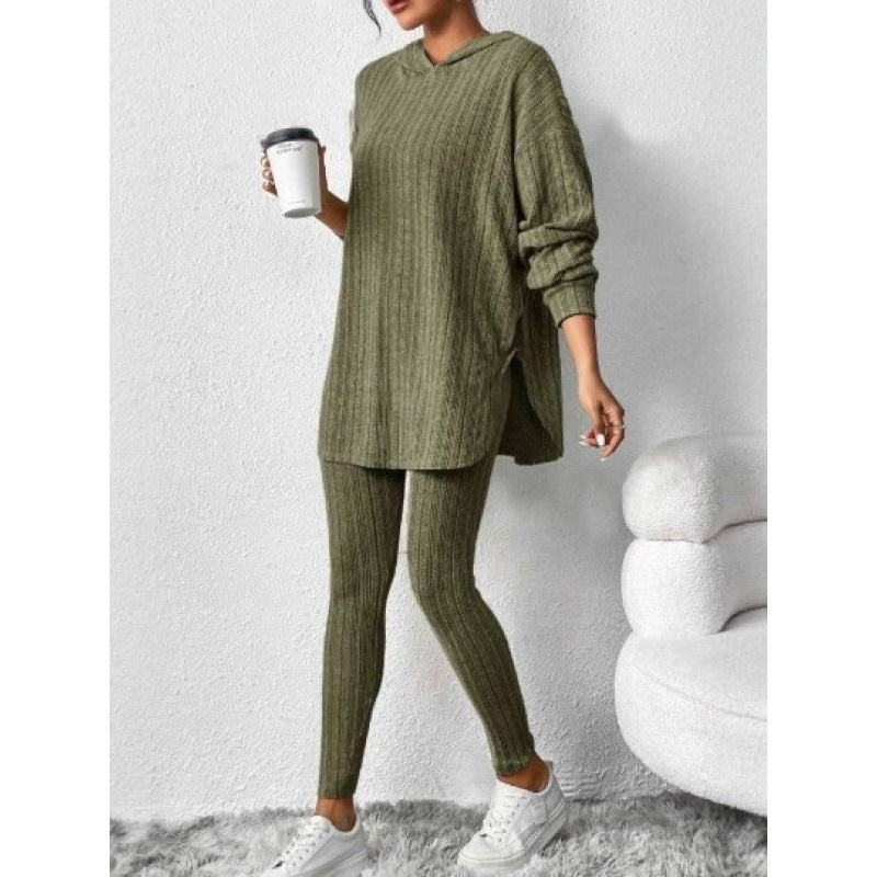 Damen Bequemes Lounge-Set mit Kapuze und schmalen Hosen Lisslune