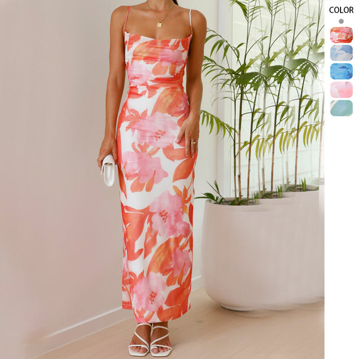 Women's maxi dress with sleeveless cut and elegant floral design Lisslune